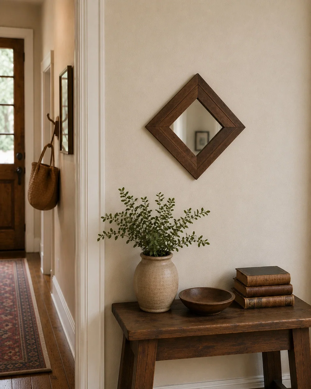Vintage Wood Framed Wall Mirror 11